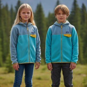 🏔️ Patagonia Kids Micro D Zip Hoody Fleece M/10 Igloo Blue